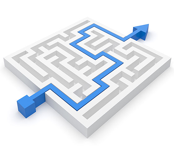 Image of an arrow running through the path of a maze
