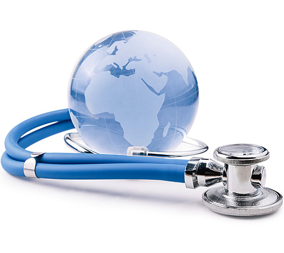 Image of a globe and stethoscope