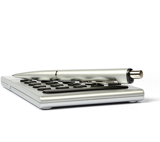 Image of a pen and calculator