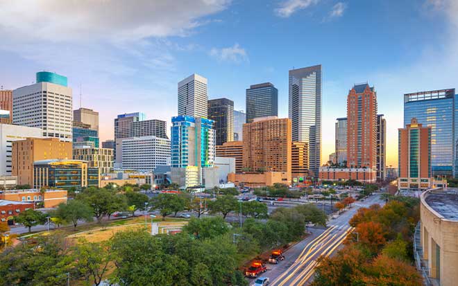 Houston skyline is pictured.